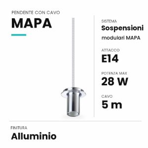 Ideal lux mapa pendente e14 cavo 5m per sospensioni modulari alluminio