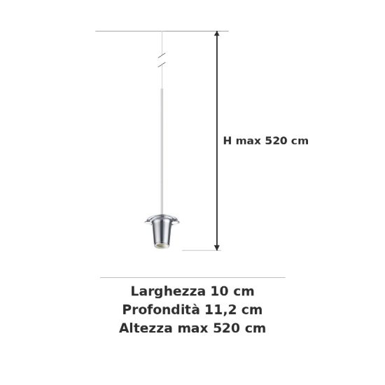 Ideal lux mapa pendente e27 10cm cavo 5m per sospensioni modulari alluminio