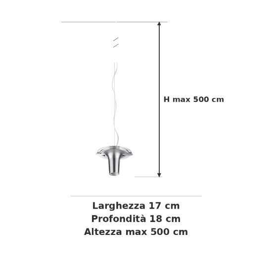 Ideal lux mapa pendente e27 17cm cavo 5m per sospensioni modulari alluminio