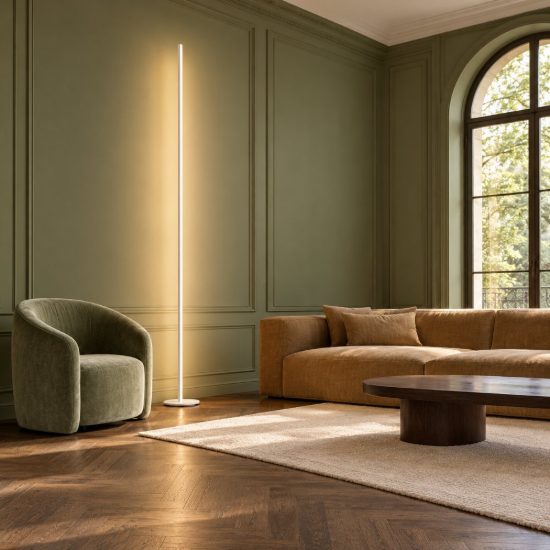 Ideal lux blade lampada da terra led 15w 3000k 251,2cm per soggiorno moderna bianca