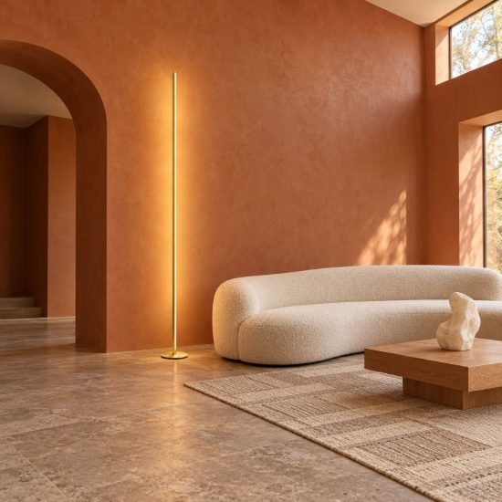 Ideal lux blade lampada da terra led 15w 3000k 251,2cm per soggiorno contemporanea ottone