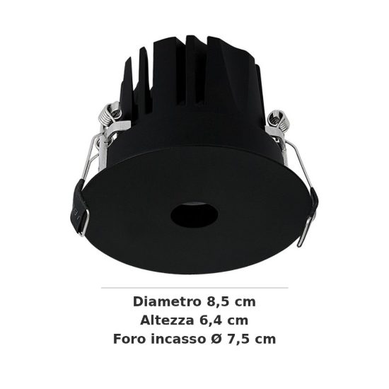 Ideal lux infinity faretto da incasso per cartongesso con bordo 12w 3000k foro 7,5cm rotondo nero