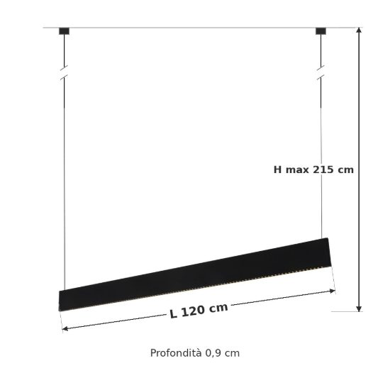 Ideal lux steel lampadario lineare fascio stretto led 24w 3000k 120cm nero