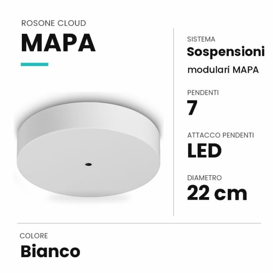 Ideal lux mapa rosone cloud per 7 pendenti led 22cm bianco