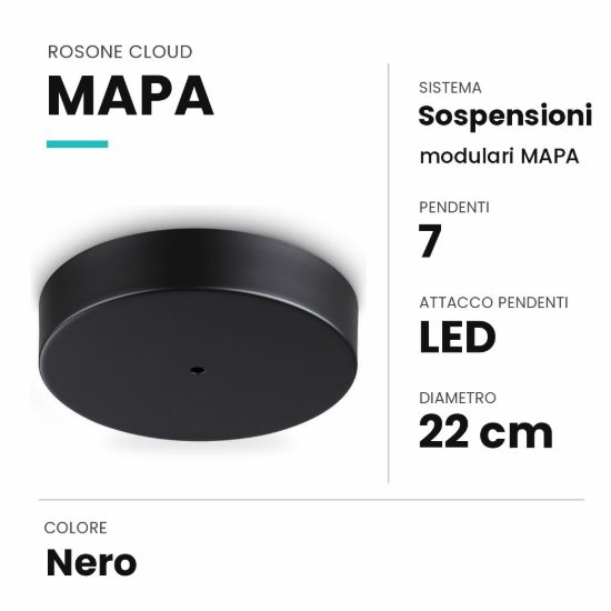 Ideal lux mapa rosone cloud per 7 pendenti led 22cm nero