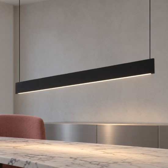 Ideal lux steel lampadario lineare fascio largo led 24w 3000k 120cm nero