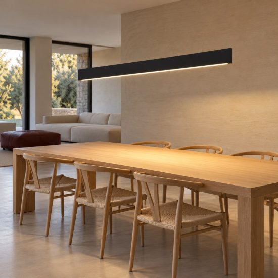 Ideal lux steel lampadario lineare fascio largo led 24w 3000k 120cm nero