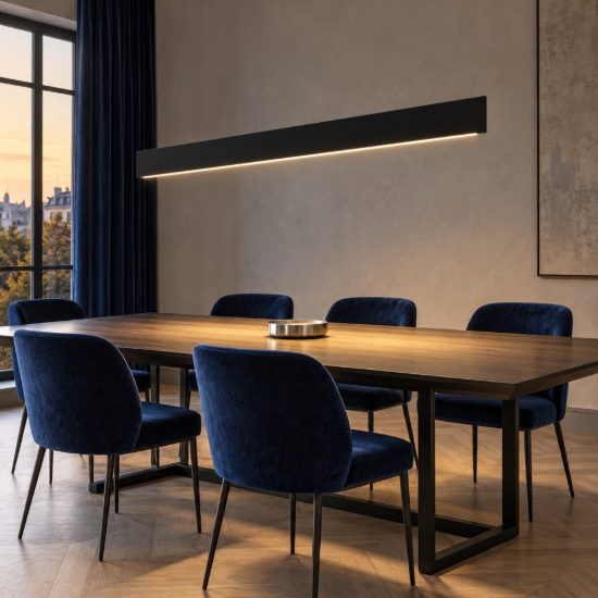 Ideal lux steel lampadario lineare fascio largo led 24w 3000k 120cm nero
