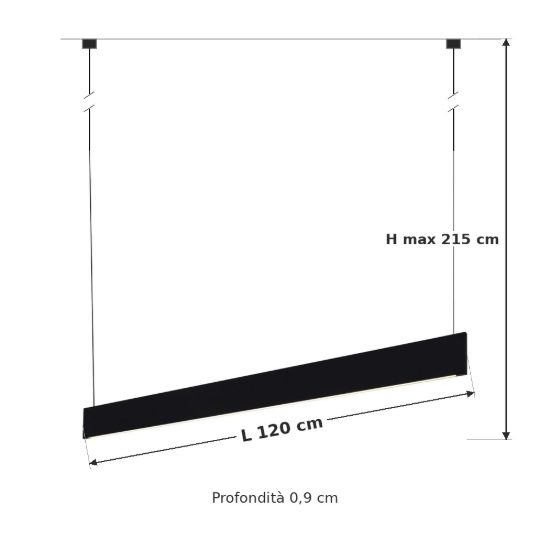Ideal lux steel lampadario lineare fascio largo led 24w 3000k 120cm nero