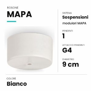 Ideal lux mapa rosone per 1 pendente g4 9cm bianco