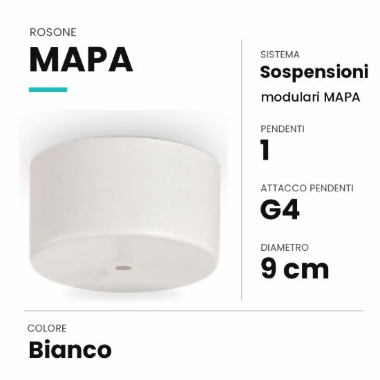 Ideal lux mapa rosone per 1 pendente g4 9cm bianco