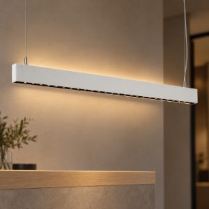 Ideal lux steel lampadario lineare biemissione fascio stretto led 38w 3000k 120cm bianco