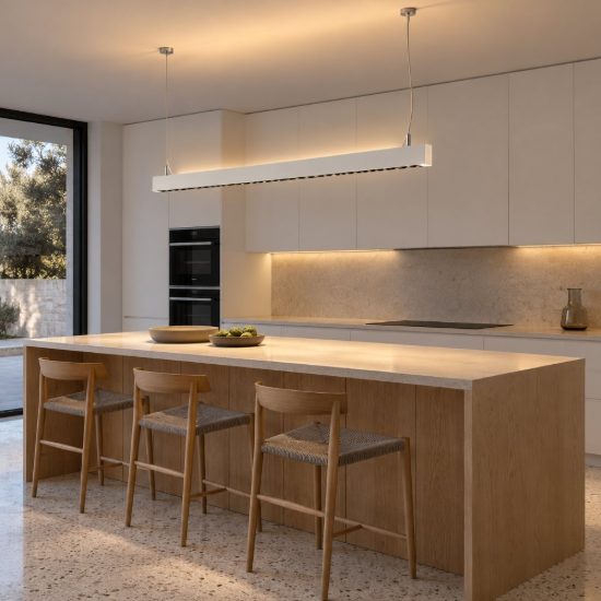 Ideal lux steel lampadario lineare biemissione fascio stretto led 38w 3000k 120cm bianco