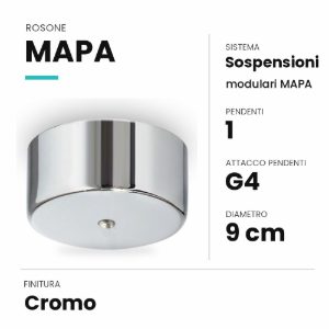 Ideal lux mapa rosone per 1 pendente g4 9cm cromo
