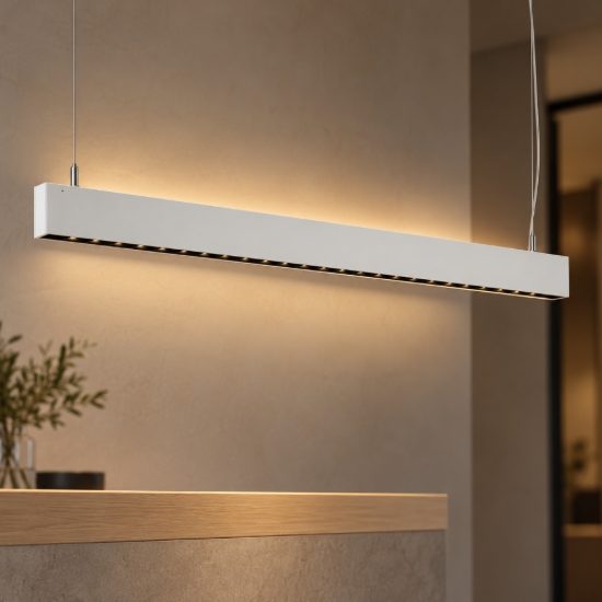 Ideal lux steel lampadario lineare biemissione fascio stretto led 38w 4000k 120cm bianco