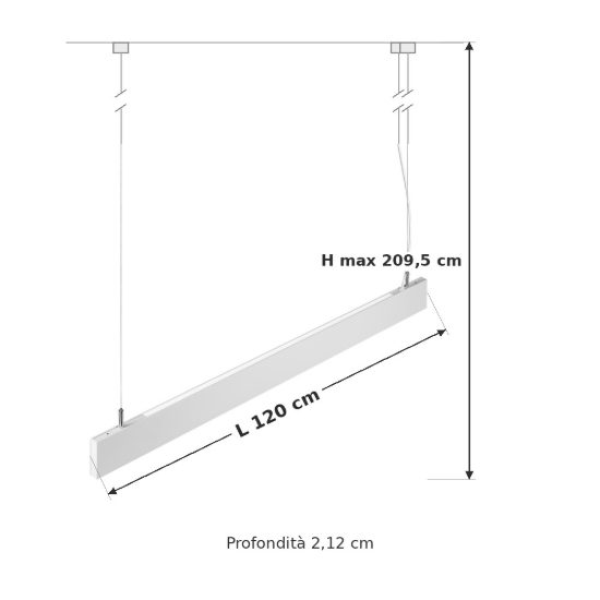 Ideal lux steel lampadario lineare biemissione fascio stretto led 38w 4000k 120cm bianco