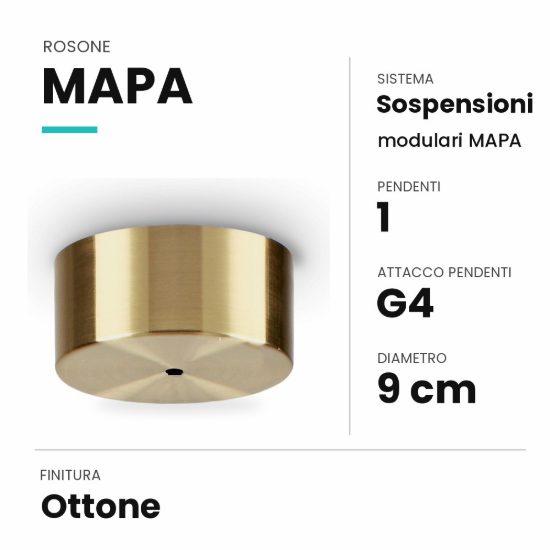 Ideal lux mapa rosone per 1 pendente g4 9cm ottone