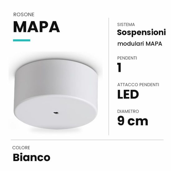 Ideal lux mapa rosone per 1 pendente led 9cm bianco