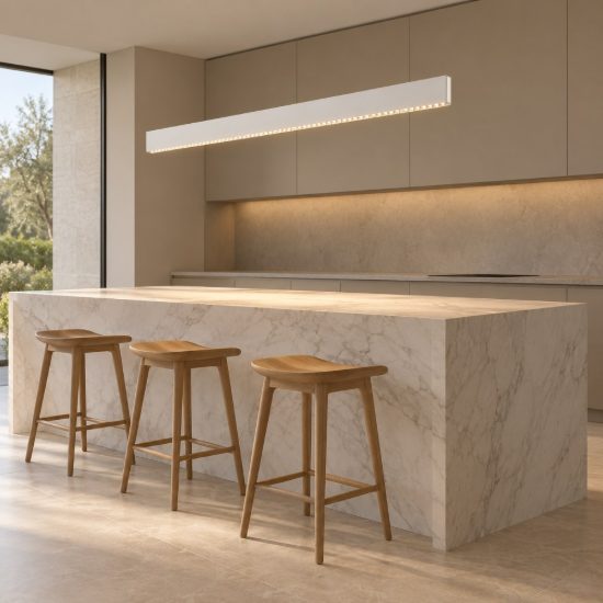 Ideal lux steel lampadario lineare fascio stretto led 30w 3000k 119cm bianco