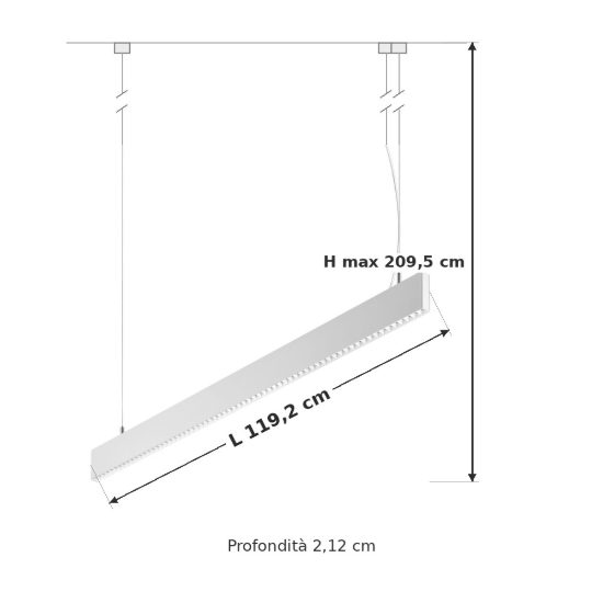 Ideal lux steel lampadario lineare fascio stretto led 30w 3000k 119cm bianco