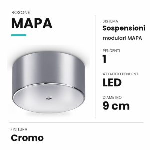 Ideal lux mapa rosone per 1 pendente led 9cm cromo