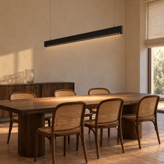 Ideal lux steel lampadario lineare fascio stretto led 30w 4000k 119cm nero