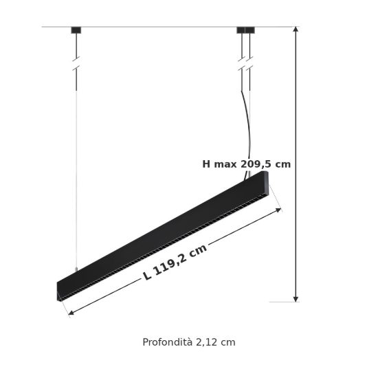 Ideal lux steel lampadario lineare fascio stretto led 30w 4000k 119cm nero