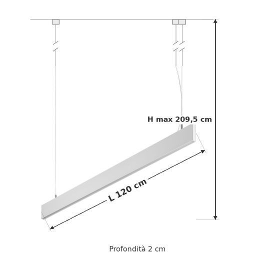 Ideal lux steel lampadario lineare fascio largo led 29w 3000k 120cm bianco