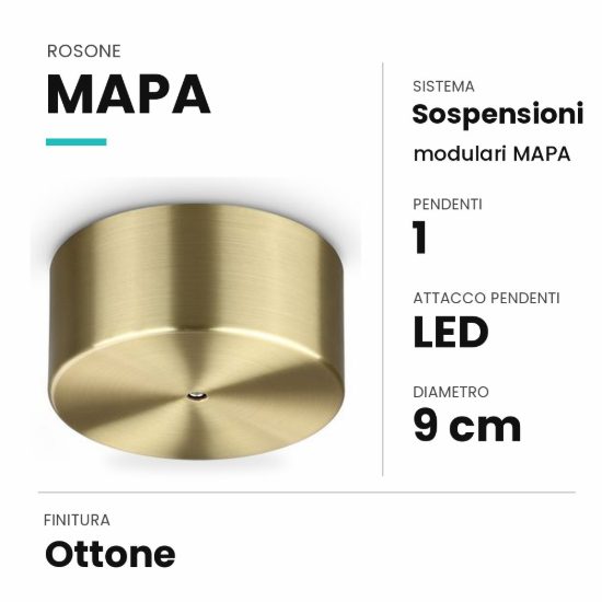Ideal lux mapa rosone per 1 pendente led 9cm ottone