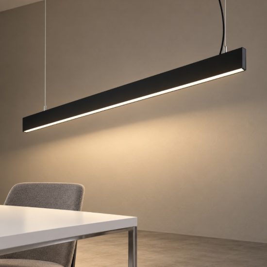 Ideal lux steel lampadario lineare fascio largo led 29w 4000k 120cm nero