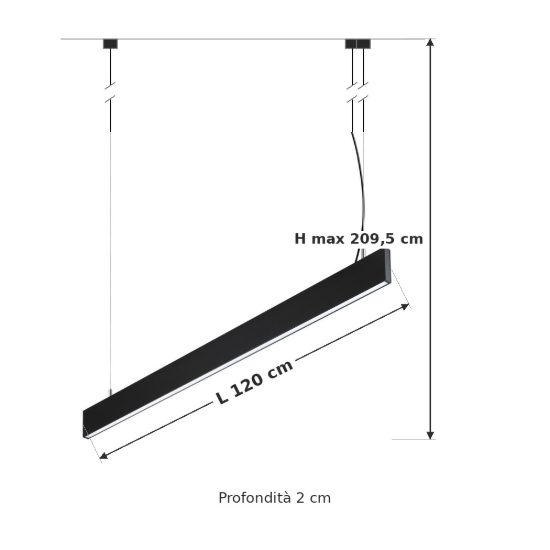 Ideal lux steel lampadario lineare fascio largo led 29w 4000k 120cm nero