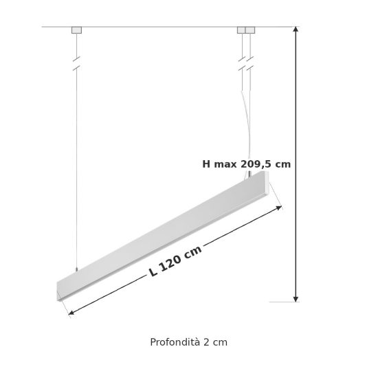 Ideal lux steel lampadario lineare fascio largo led 29w 4000k 120cm bianco