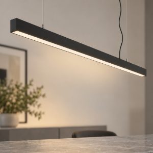 Ideal lux office wide lampadario lineare led 30w 3000k 112,8cm per ufficio moderno nero