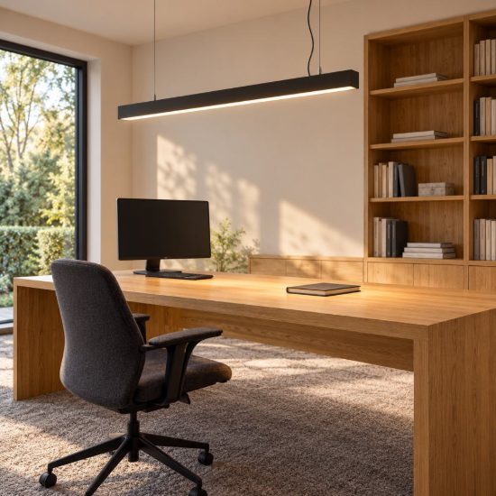 Ideal lux office wide lampadario lineare led 30w 3000k 112,8cm per ufficio moderno nero