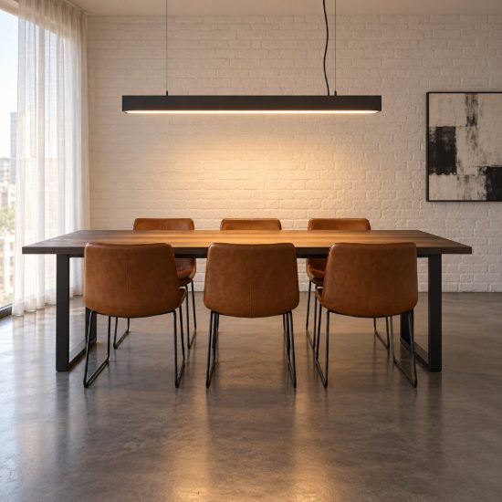 Ideal lux office wide lampadario lineare led 30w 3000k 112,8cm per ufficio moderno nero