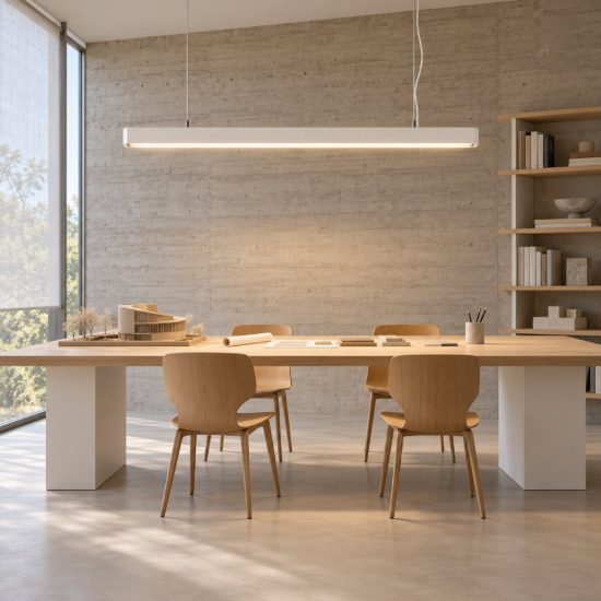 Ideal lux office wide lampadario lineare led 30w 3000k 112,8cm per ufficio moderno bianco