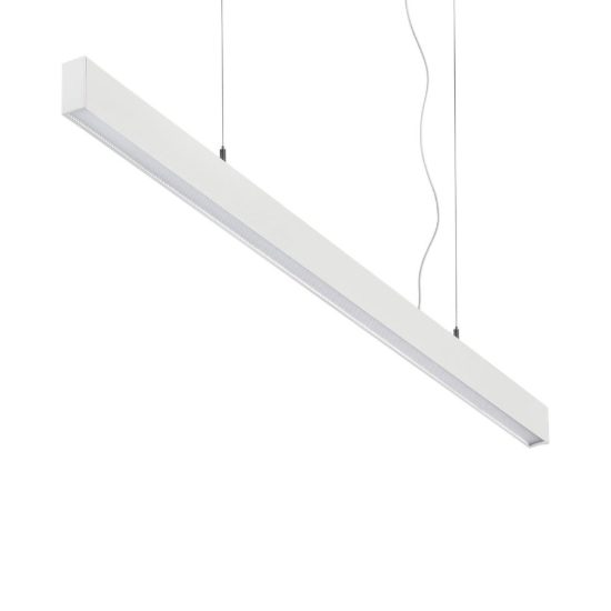 Ideal lux office wide lampadario lineare led 30w 3000k 112,8cm per ufficio moderno bianco