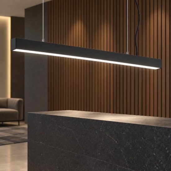 Ideal lux office wide lampadario lineare led 30w 4000k 112,8cm per ufficio moderno nero