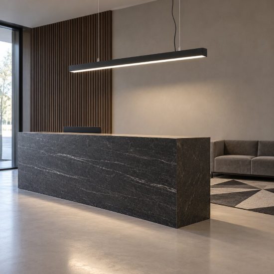 Ideal lux office wide lampadario lineare led 30w 4000k 112,8cm per ufficio moderno nero