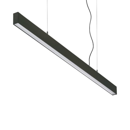 Ideal lux office wide lampadario lineare led 30w 4000k 112,8cm per ufficio moderno nero