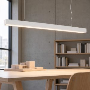 Ideal lux office wide lampadario lineare led 30w 4000k 112,8cm per ufficio moderno bianco