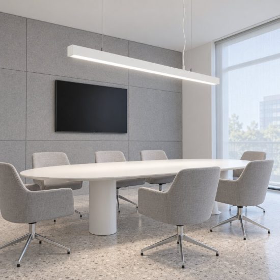 Ideal lux office wide lampadario lineare led 30w 4000k 112,8cm per ufficio moderno bianco