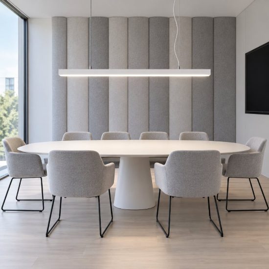 Ideal lux office wide lampadario lineare led 30w 4000k 112,8cm per ufficio moderno bianco