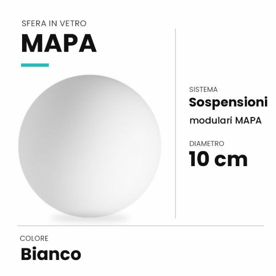 Ideal lux mapa sfera in vetro bianco 10cm per sospensioni modulari