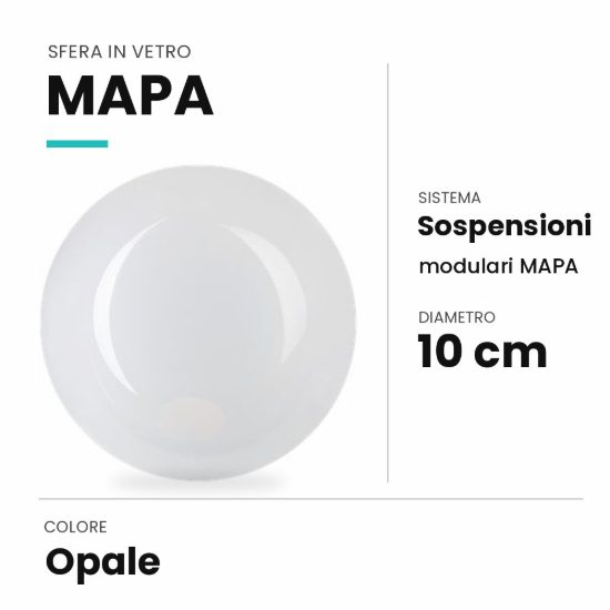 Ideal lux mapa sfera in vetro opale 10cm per sospensioni modulari
