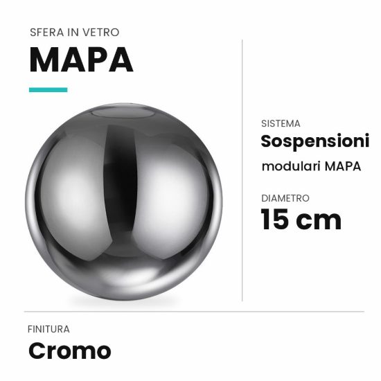 Ideal lux mapa sfera in vetro cromo 15cm per sospensioni modulari