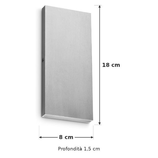 Ideal lux post-it big applique da esterno biemissione rettangolare led 6w 3000k 18cm moderna acciaio
