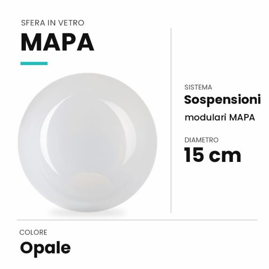 Ideal lux mapa sfera in vetro opale 15cm per sospensioni modulari