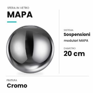 Ideal lux mapa sfera in vetro cromo 20cm per sospensioni modulari