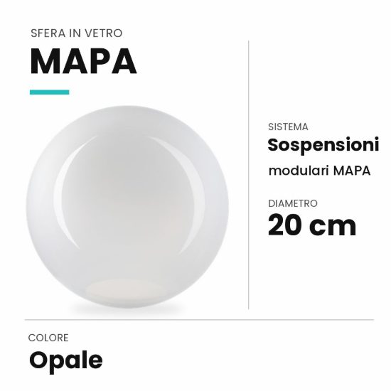 Ideal lux mapa sfera in vetro opale 20cm per sospensioni modulari
